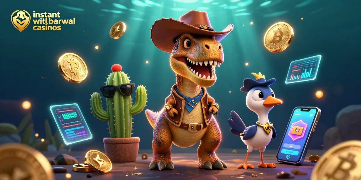 Engage with instant withdrawal casinos featuring 3D cartoon characters and vibrant crypto elements